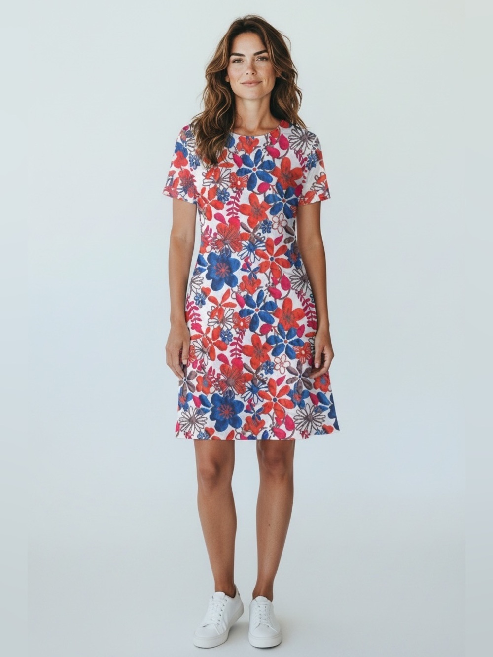 Animapop Red and Blue Raglan Sleeve V-Neck Sundress